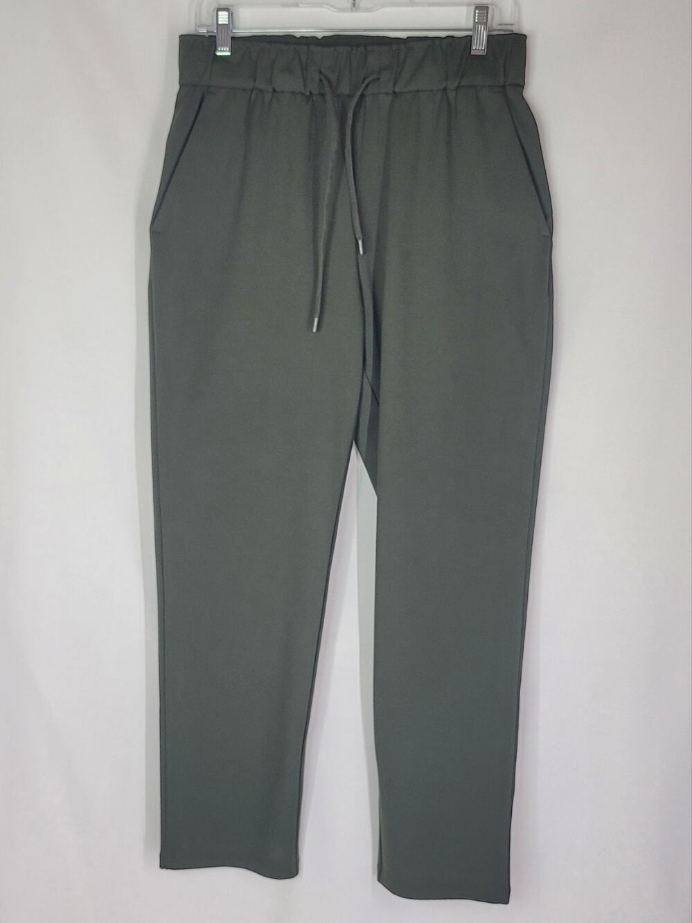 Dark Green HILARY RADLEY Mid-Rise Pull-On Pants Elastic Waist Drawstring Size S